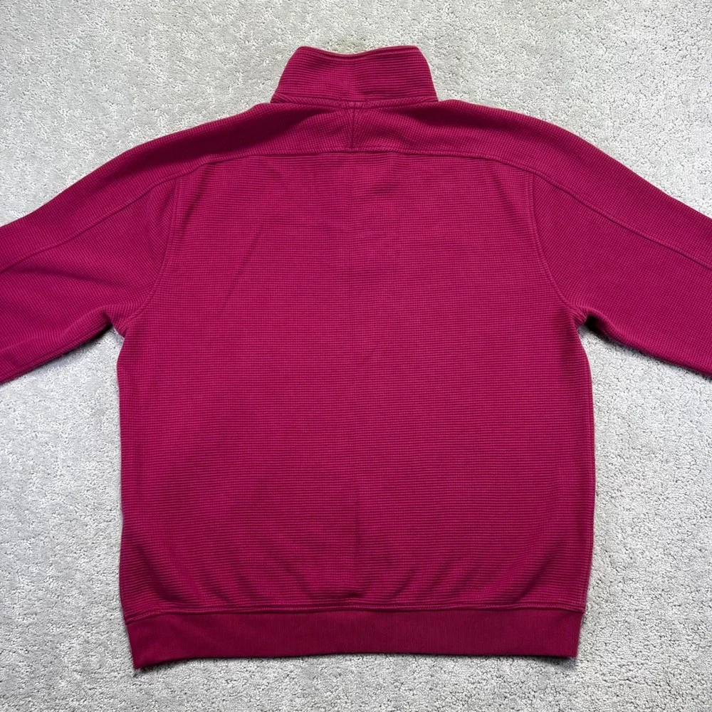 J.Crew Sweater Mens Large Pink Brushed Waffle Knit 1/4 Zip Pullover Oarsman Golf